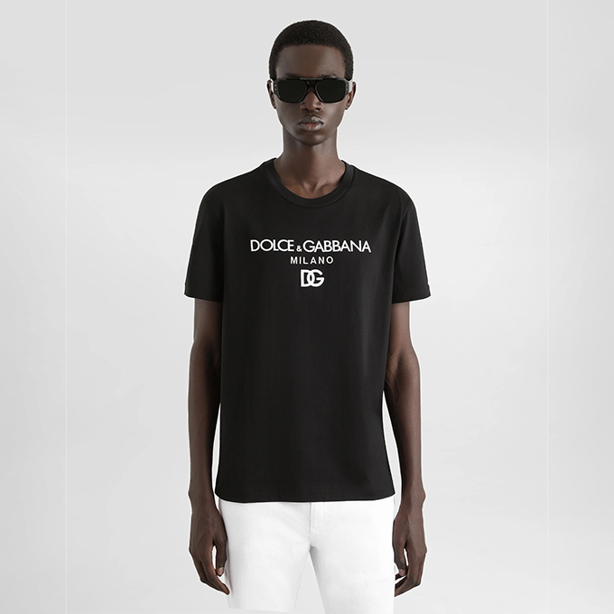 dolce & gabbana milano letter dg embroidery cotton t shirt